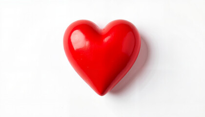 Fototapeta premium Red Heart Object on White Background for Love Themes, Emotional Content, Health Campaigns, and Social Media Graphics