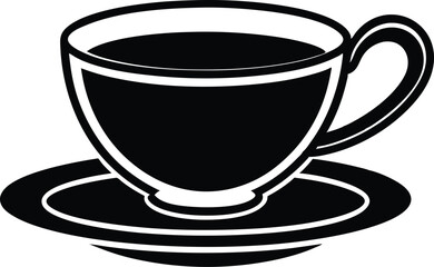 Coffee Silhouette Icon – Minimal Black Cup Vector, Hot Coffee Cup Silhouette – Beverage Icon Design, Coffee Mug Silhouette Vector, Coffee Drink Icon.