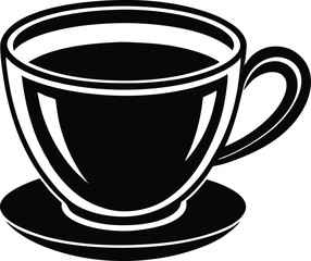 Coffee Silhouette Icon – Minimal Black Cup Vector, Hot Coffee Cup Silhouette – Beverage Icon Design, Coffee Mug Silhouette Vector, Coffee Drink Icon.