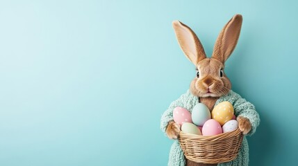 Bunny courier delivering taxed Easter baskets