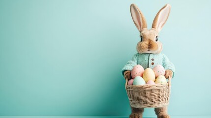 Bunny courier delivering taxed Easter baskets