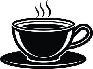 Coffee Silhouette Icon – Minimal Black Cup Vector, Hot Coffee Cup Silhouette – Beverage Icon Design, Coffee Mug Silhouette Vector, Coffee Drink Icon.