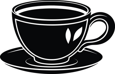 Coffee Silhouette Icon – Minimal Black Cup Vector, Hot Coffee Cup Silhouette – Beverage Icon Design, Coffee Mug Silhouette Vector, Coffee Drink Icon.