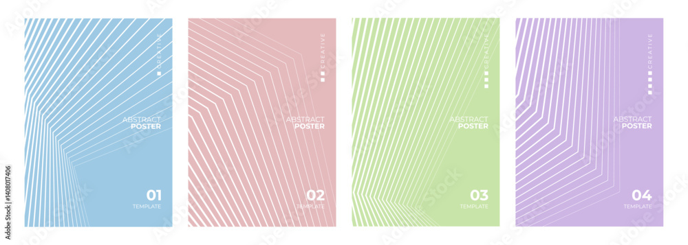 Aufkleber set of abstract posters. line patterns. minimalist cover templates. futuristic color backgrounds for