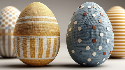 Blue and yellow Easter eggs isolated on transparent background