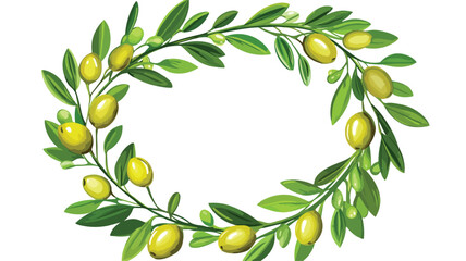 Elegant Olive Branch Wreath Green Round Frame for Creative Designs