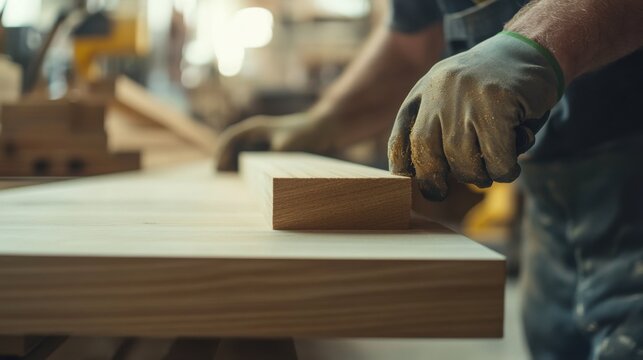 Carpenter cutting and shaping wood for a custom bookshelf. Featuring woodworking craftsmanship and attention to detail