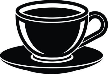 Coffee Silhouette Icon – Minimal Black Cup Vector, Hot Coffee Cup Silhouette – Beverage Icon Design, Coffee Mug Silhouette Vector, Coffee Drink Icon.