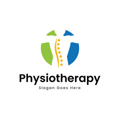 Physiotherapy logo design. Orthopedic spine and physiotherapy logo design vector template.