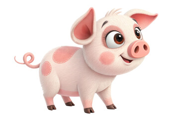 Naklejka premium Cute 3D cartoon pig character, isolated on transparent background-generated by ai