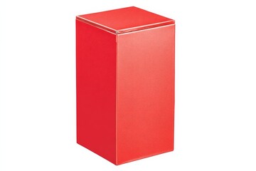 Fototapeta premium Bright red rectangular box placed on a plain white background for various display and storage purposes in home decor or packaging