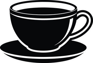 Coffee Silhouette Icon – Minimal Black Cup Vector, Hot Coffee Cup Silhouette – Beverage Icon Design, Coffee Mug Silhouette Vector, Coffee Drink Icon.