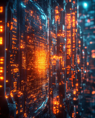 Futuristic digital circuitry with glowing elements