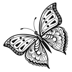 Monarch butterfly silhouettes collection, vector illustration isolated on white background.