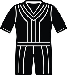 Naklejka premium Cricket Uniform Mockup Silhouette Icon – Sportswear Vector, Cricket Jersey and Pants Mockup, Cricket Sports Kit Vector – Uniform Silhouette Template, Cricket Apparel Silhouette – Editable Mockup Icon.
