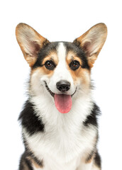 funny corgi dog pet smiling on white background