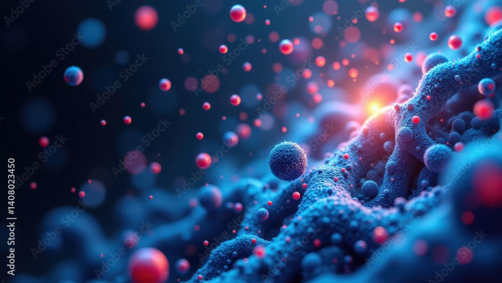 Aufkleber microscopic view of a glp-1 molecule with its complex structure illuminated by vibrant colors agains