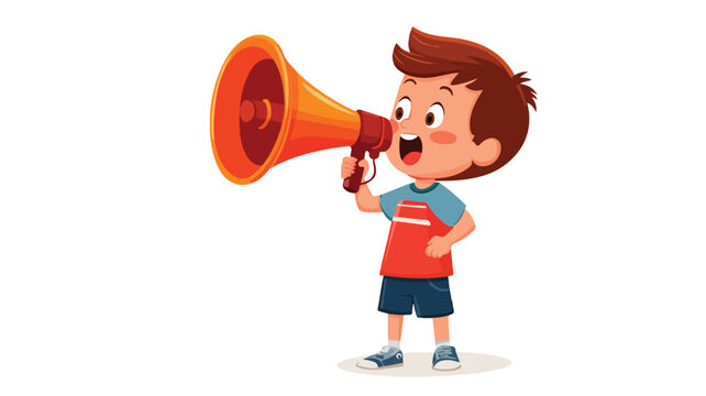Empowering Child Using Megaphone Vector - Professional Illustration Design