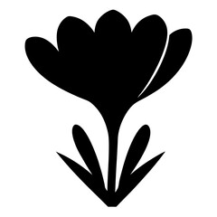 Silhouette of a flower with multiple petals, leaves and a stem