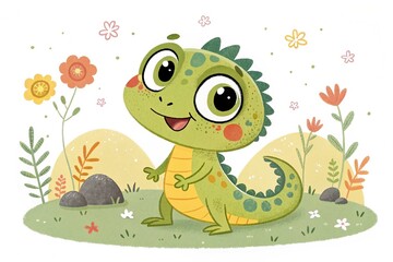 Fototapeta premium Illustration of cute lizard cartoon