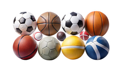 set of sports balls isolated on white background PNG. GENERATIVE AI