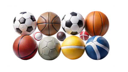 set of sports balls isolated on white background PNG. GENERATIVE AI