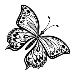 Monarch butterfly silhouettes collection, vector illustration isolated on white background.