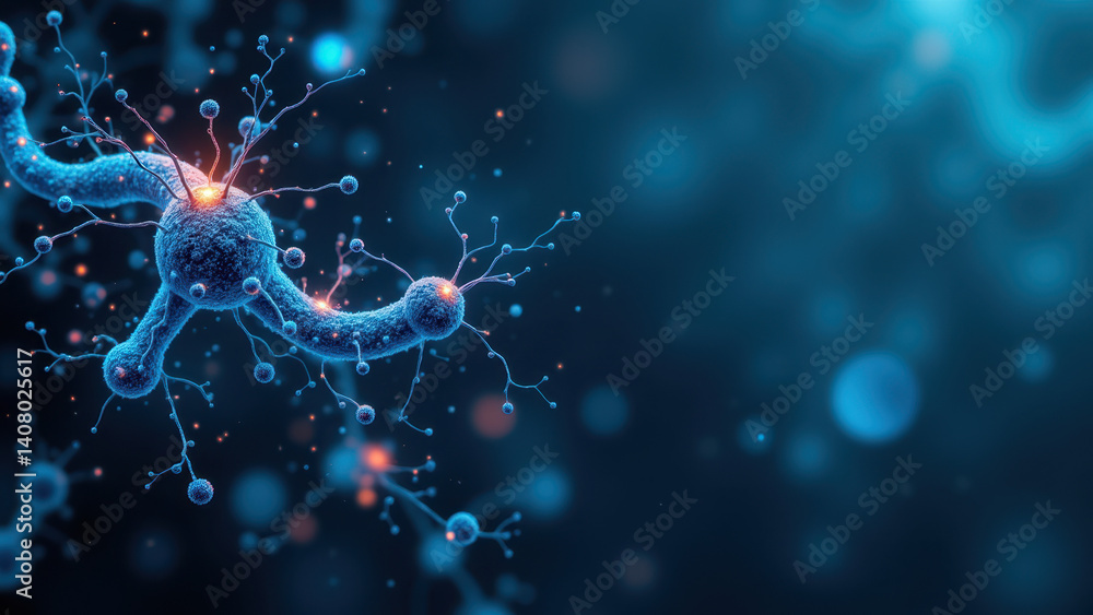 Poster glp1 molecule interacting with a neuron, highlighting its role in brain function.