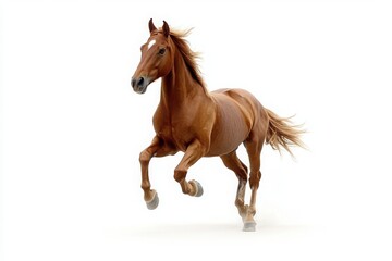 Obraz premium running brown horse isolated on white background