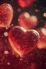 Obraz premium Festive Red Hearts Candy Dripping Effect Bokeh Lights