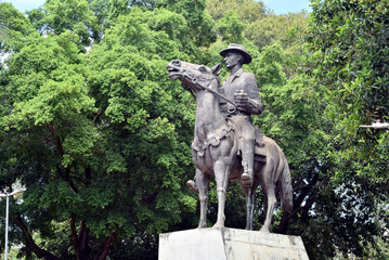 Goiania, Goiás, Brazil April 10, 2025: Monuments to Pedro Ludovico founder of Goiania Emerald Palace Civic Square Art Deco Architecture