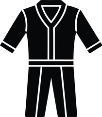 Naklejka premium Cricket Uniform Mockup Silhouette Icon – Sportswear Vector, Cricket Jersey and Pants Mockup, Cricket Sports Kit Vector – Uniform Silhouette Template, Cricket Apparel Silhouette – Editable Mockup Icon.