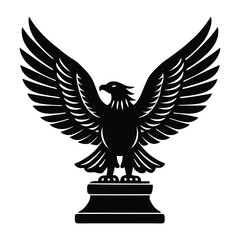 a American eagle statue with setting.