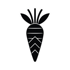 Stylized Carrot Icon Black and White Design
