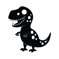 Black Silhouette Dinosaur with Polka Dots