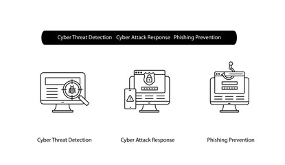 Digital Security Icons for Malware Defense and Cyber Threat Response System
