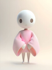 Soft Serenity Minimalist Character in Pastel Pink