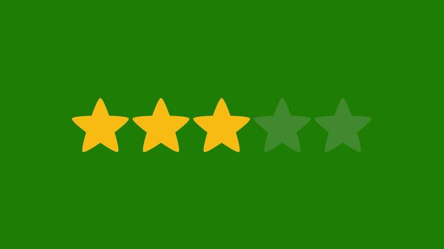 3 Rating stars, icon, animation, Three star, Simple motion, animation, intro and outro, isolated, transparent background, motion graphics, Four stars flashing, sequence, rating, stars, alpha mask, qua