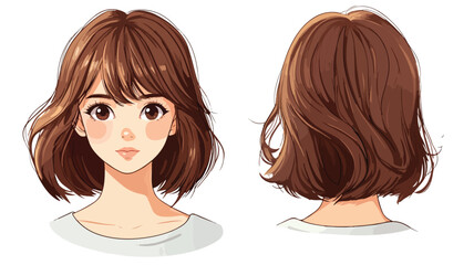 Adorable and Stylish Anime Girl in Brown Hair Shoe - Stock Photo