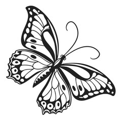 Monarch butterfly silhouettes collection, vector illustration isolated on white background.