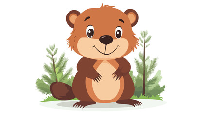 Obraz premium Adorable Cartoon Beaver Vector Art for White Background Design