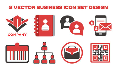 8 business icon bundle isolated on white background