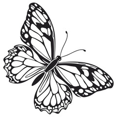 Monarch butterfly silhouettes collection, vector illustration isolated on white background.