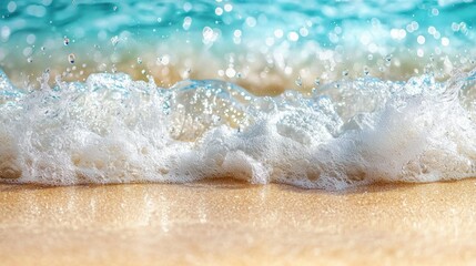 Obraz premium Foamy waves crash on a sandy shore