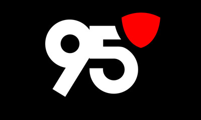 95, Shield Red Modern Simple Protect Logo