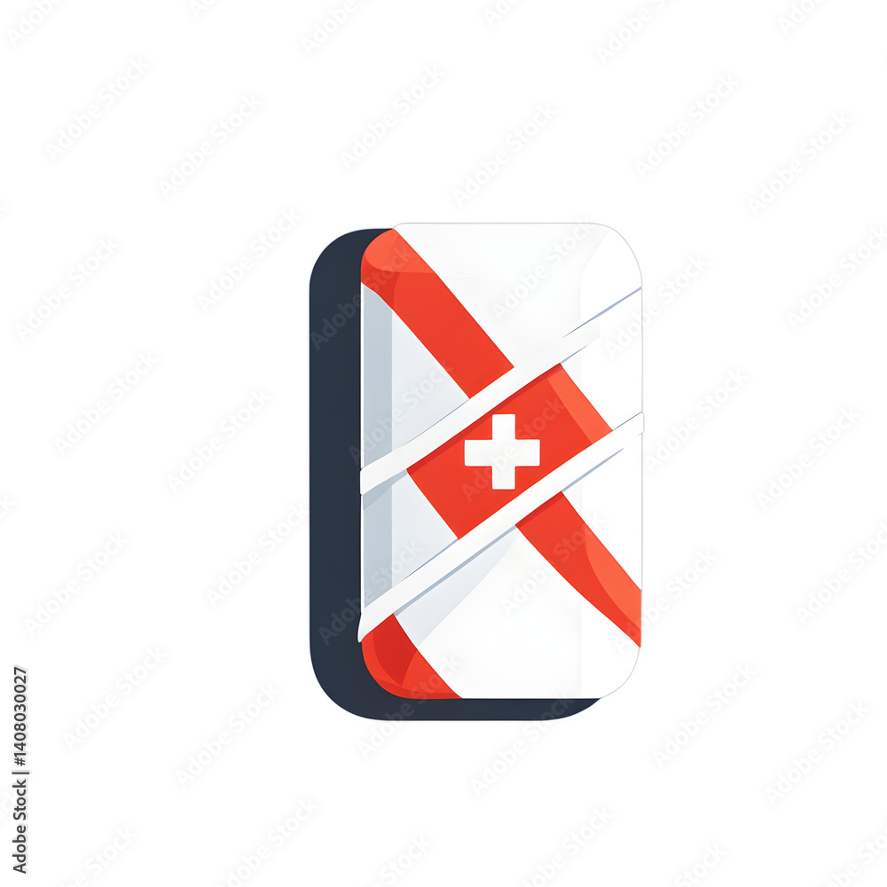 Poster Modern design icon of a bandage symbolising first aid, isolated on a empty plain background