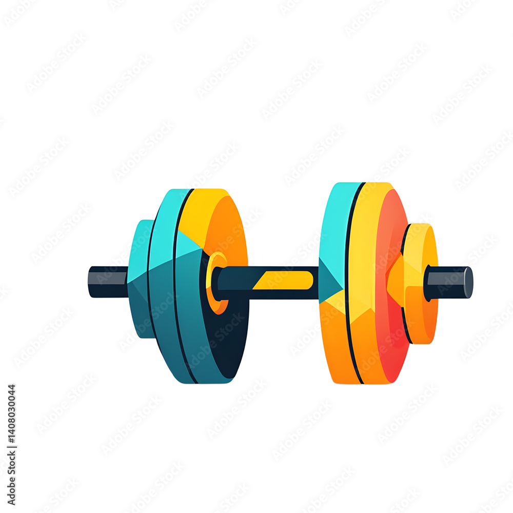 Poster Modern design icon of a barbell symbolising strength, isolated on a empty plain background