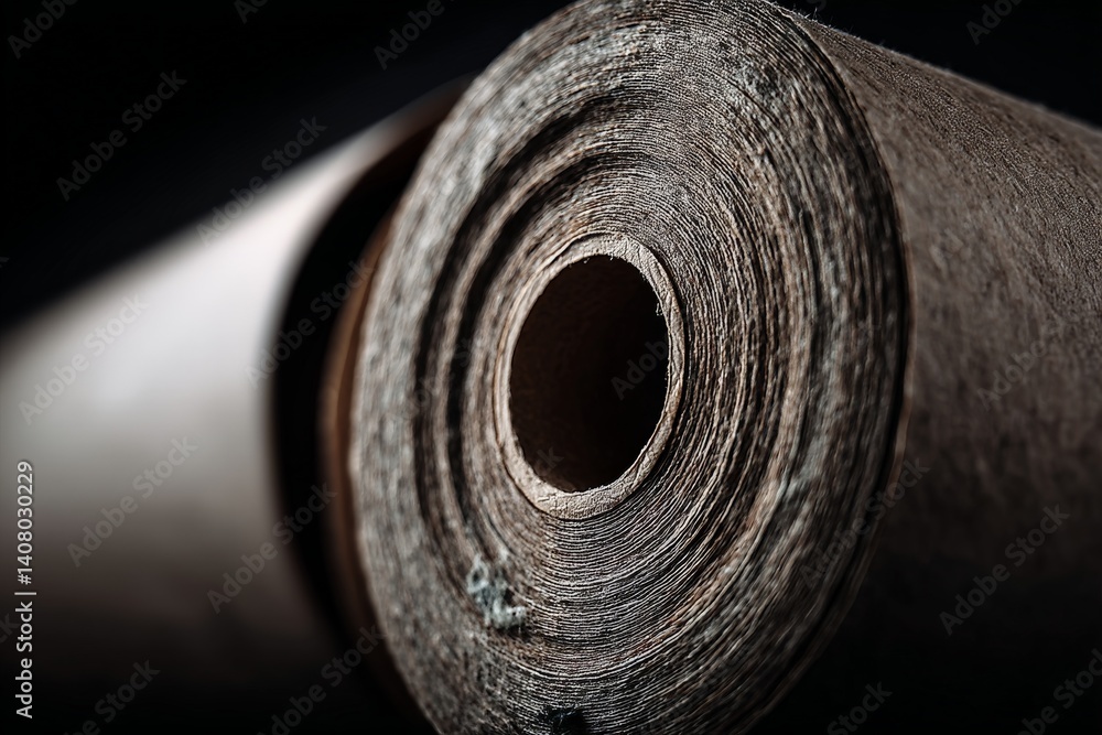 Poster high-quality textured roll of crafting paper located in a well-lit workspace showcasing artistic pot