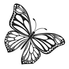 Monarch butterfly silhouettes collection, vector illustration isolated on white background.