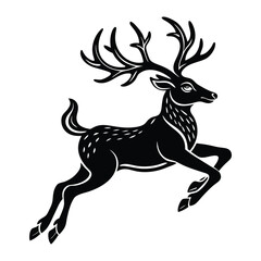 leaping reindeer silhouette vector with.